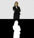 Pretty blonde woman standing with arms crossed, Alpha Channel wi Royalty Free Stock Photo