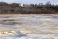 Pretty blue, brown and white colourful surface patches in the early spring thawing LÃÂ©on-Provencher marsh