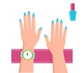 Pretty Blue Manicure Banner Vector Illustration