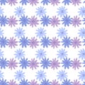 Pretty blue and pink chamomiles flowers seamless pattern. Doodle style. Daisies floral endless wallpaper Royalty Free Stock Photo