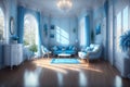 pretty blue room interior by AI Generated