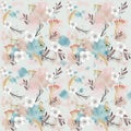 Pretty boho floral pattern light green background