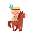 Pretty Boy Indian Riding Toy Horse Vector Illustration Royalty Free Stock Photo