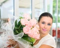 Pretty bride girl with flowers