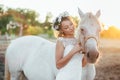 Pretty bride with horse Royalty Free Stock Photo