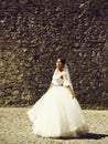 Pretty bride in white dress Royalty Free Stock Photo