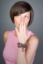 Pretty Brunette Lady in Pink Dress Royalty Free Stock Photo