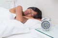 Pretty brunette sleeping in her bed Royalty Free Stock Photo