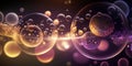 Pretty bubbles background with dark colors, many perfect illiminated circles in various sizes floating under water Royalty Free Stock Photo