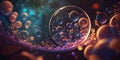 Pretty bubbles background with dark colors, perfect circles, highly detailed design made using Generative AI