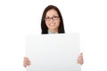 A pretty business woman holding a blank sign Royalty Free Stock Photo