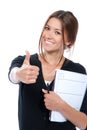 Pretty business woman thumb up Royalty Free Stock Photo