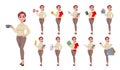 Pretty businesswoman cartoon characterPretty businesswoman cartoon character in flat style, set of eleven poses.