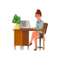 pretty businesswoman selling online cartoon vector