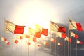 Pretty celebration flag 3d illustration - many Malta flags in a row on sunset with empty space for content