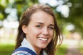 Pretty cheerful student smiling at camera Royalty Free Stock Photo