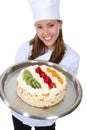 Pretty Chef Holding Cake Royalty Free Stock Photo