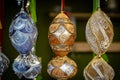 Pretty Christmas Baubles for sale on a market stall Royalty Free Stock Photo