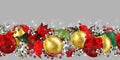 Pretty Christmas border with gold balls Royalty Free Stock Photo