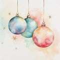 Pretty loose watercolour illustration of christmas baubles