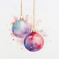 Pretty loose watercolour illustration of christmas baubles