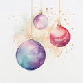 Fantasy like watercolour illustration of christmas baubles Royalty Free Stock Photo