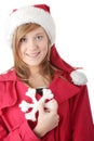 Pretty christmas teen girl in santa hat Royalty Free Stock Photo