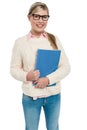 Pretty college student posing with spiral notebook Royalty Free Stock Photo
