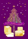 Pretty colorful Christmas greeting card written in several languages GERMAN1