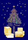 Pretty colorful Christmas greeting card written in several languages PORTUGUESE1