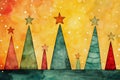 Bright modern watercolour style christmas scene Royalty Free Stock Photo