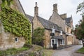 Pretty Cottages with climbing plants in the village of Broadway, in the English county of Worcestershire, Cotswolds, UK Royalty Free Stock Photo