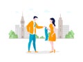 Pretty Couple Walking around City Downtown or Park Royalty Free Stock Photo