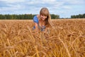 Pretty coutry girl in wheat Royalty Free Stock Photo