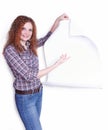 Pretty curly girl with a poster in a hand Royalty Free Stock Photo