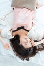 Pretty cute young woman sleeping in bed Royalty Free Stock Photo