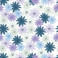 Pretty daisies flowers seamless pattern on white background. Chamomiles floral endless wallpaper Royalty Free Stock Photo