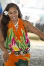 Pretty dancer on Island in Rarotonga, Cook Islands, South Pacific Royalty Free Stock Photo