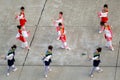 Japanese dancers in traditional kimonos. Women in beautiful costumes, Kanazawa, Japan Royalty Free Stock Photo