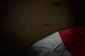 wonderful memorial day flag 3d illustration - dark image of Malta flag with big folds on dark wood with empty space for content