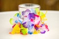 Pretty decorated glass with colorful paper