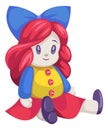 Pretty doll icon. Cute cartoon girl toy