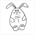 Pretty Easter Bunny with a bow tie. Vector illustration in Doodle style. Royalty Free Stock Photo