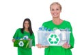 Pretty enivromental activists holding box of recyclables Royalty Free Stock Photo