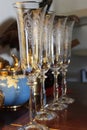 Pretty etched champagne glasses