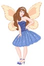 Pretty fairy, hand drawn color vector illustration on a white background Royalty Free Stock Photo