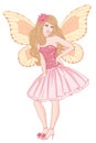 Pretty fairy, hand drawn color vector illustration on a white background Royalty Free Stock Photo