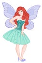 Pretty fairy, hand drawn color vector illustration on a white background Royalty Free Stock Photo