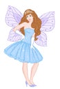 Pretty fairy, hand drawn color vector illustration on a white background Royalty Free Stock Photo