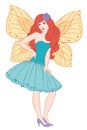 Pretty fairy, hand drawn vector illustration on a white background Royalty Free Stock Photo